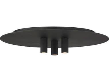 Visual Comfort Modern Ponte 16" 1-Light Nightshade Black Round Flush Mount VCM700FMPNT16B