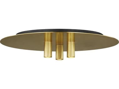 Visual Comfort Modern Ponte 16" 1-Light Natural Brass Round Flush Mount VCM700FMPNT16NB