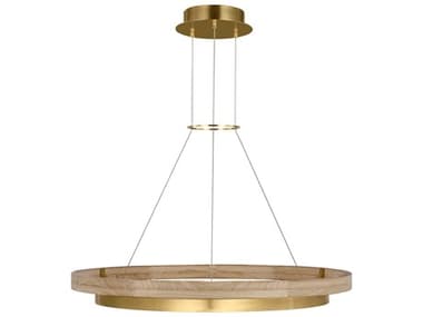 Visual Comfort Modern Grace 1-Light Hand Rubbed Antique Brass Natural Oak Pendant VCM700GRC36HABNOLED930