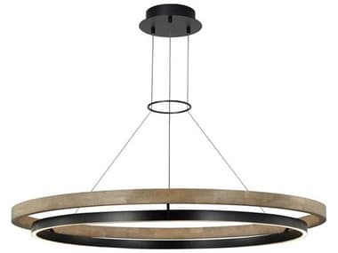 Visual Comfort Modern Grace 48" 1-Light Matte Black Weathered Oak Wood Round Pendant VCM700GRC48BWLED930