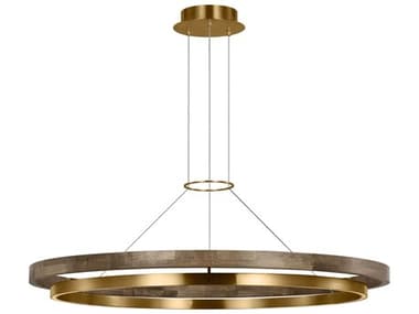 Visual Comfort Modern Grace 1-Light Natural Brass Weathered Oak Round Pendant VCM700GRC48NBWLED930