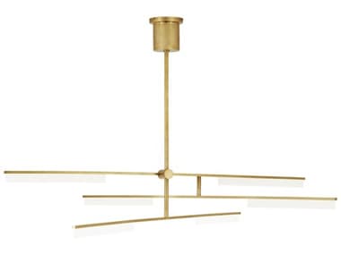 Visual Comfort Modern Klee 56" Wide 3-Light Natural Brass Linear Chandelier VCM700KLE6NBLED930
