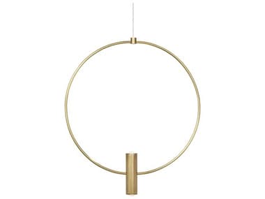 Visual Comfort Modern Layla 13" 1-Light Natural Brass Round Pendant VCM700LAY13NB