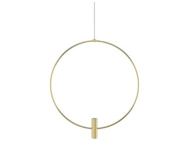 Visual Comfort Modern Layla 18" 1-Light Natural Brass Round Pendant VCM700LAY18NB
