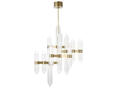 Visual Comfort Modern Langston 12-Light Plated Brass Tiered Chandelier VCM700LGSN31BRLED927