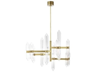 Visual Comfort Modern Langston 46" Wide 12-Light Plated Brass Tiered Chandelier VCM700LGSN46BRLED927