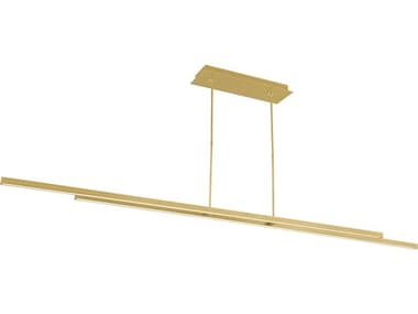 Visual Comfort Modern Stagger 2-Light Natural Brass Linear Island Pendant VCM700LSSTG284NB