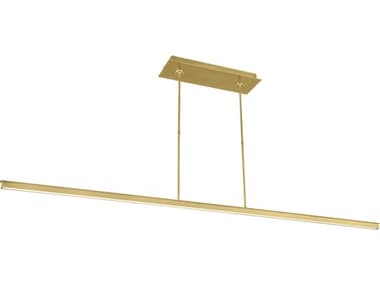 Visual Comfort Modern Stagger 72" 1-Light Natural Brass Linear Island Pendant VCM700LSSTG72NBLED927