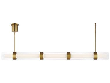Visual Comfort Modern Wit 55&quot; 1-Light Aged Brass Cylinder Linear Island Pendant VCM700LSWIT5RLED930