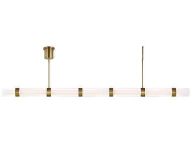 Visual Comfort Modern Wit 84&quot; 1-Light Aged Brass Cylinder Linear Island Pendant VCM700LSWIT7RLED930