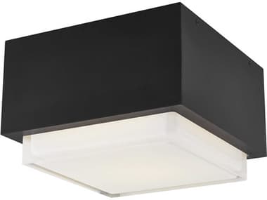 Visual Comfort Modern Leagan 10" 1-Light Black Flush Mount VCM700OFMSQGE92710BUNV