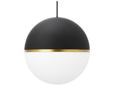 Visual Comfort Modern Akova 13" 1-Light Matte Black Aged Brass Globe Pendant VCM700TDAKV13BR