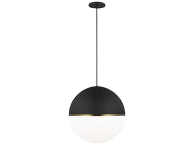Visual Comfort Modern Akova 18" 1-Light Matte Black Aged Brass Globe Pendant VCM700TDAKV18BR
