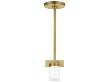 Visual Comfort Modern Esfera 4" 1-Light Natural Brass Cylinder Mini Pendant VCM700TDESF5NB