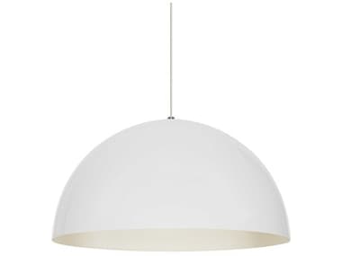 Visual Comfort Modern Powell Street 24" 1-Light Satin Nickel White Dome Pendant VCM700TDPSP24WWSLED830