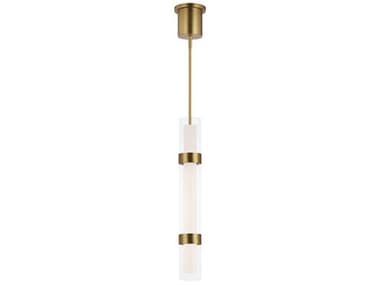 Visual Comfort Modern Wit 1-Light Aged Brass Cylinder Linear Mini Pendant VCM700TDWIT3RLED930