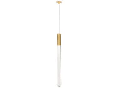 Visual Comfort Modern Pylon 1" 1-Light Natural Brass Linear Mini Pendant VCM700TRSPAPYLC1PNBLED930