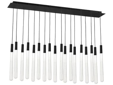 Visual Comfort Modern Pylon 43" 18-Light Nightshade Black Linear Island Pendant VCM700TRSPPYLC18TB