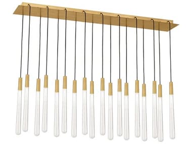 Visual Comfort Modern Pylon 43" 18-Light Natural Brass Linear Island Pendant VCM700TRSPPYLC18TNB