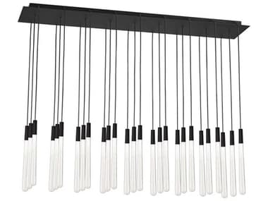 Visual Comfort Modern Pylon 43" 27-Light Nightshade Black Linear Island Pendant VCM700TRSPPYLC27TB