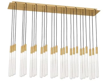 Visual Comfort Modern Pylon 43" 27-Light Natural Brass Linear Island Pendant VCM700TRSPPYLC27TNB