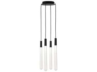 Visual Comfort Modern Pylon 9" 4-Light Nightshade Black Linear Mini Pendant VCM700TRSPPYLC4RBLED930