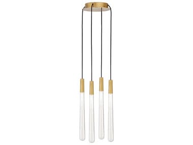 Visual Comfort Modern Pylon 4-Light Natural Brass Linear Mini Pendant VCM700TRSPPYLC4RNBLED930