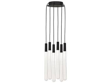 Visual Comfort Modern Pylon 6-Light Nightshade Black Linear Mini Pendant VCM700TRSPPYLC6RBLED930