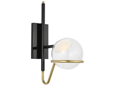 Visual Comfort Modern Crosby 1-Light Glossy Black Natural Brass Wall Sconce VCM700WSCRBY18BNB