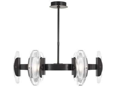 Visual Comfort Modern Wythe 30" Wide 6-Light Plated Dark Bronze Chandelier VCM700WYT6MPZLED927