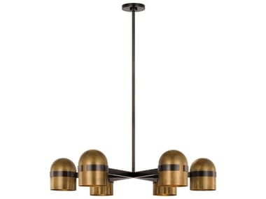 Visual Comfort Modern Octavia 6-Light Blackened Bronze bright Worn Brass Dome Chandelier VCMAKCH33427BDZBWB