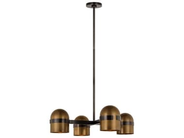 Visual Comfort Modern Octavia 4-Light Blackened Bronze bright Worn Brass Dome Chandelier VCMAKCH33527BDZBWB