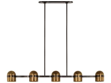 Visual Comfort Modern Octavia 5-Light Blackened Bronze bright Worn Brass Dome Linear Island Pendant VCMAKLS33727BDZBWB