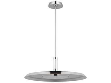 Visual Comfort Modern Saucer 1-Light Polished Nickel Round Pendant VCMAKPD17027N