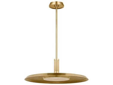 Visual Comfort Modern Saucer 1-Light Natural Brass Round Pendant VCMAKPD17127NB