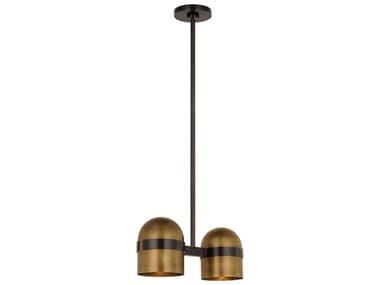 Visual Comfort Modern Octavia 2-Light Blackened Bronze bright Worn Brass Dome Pendant VCMAKPD33827BDZBWB