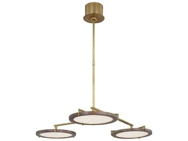 Visual Comfort Modern Shuffle 29" Wide 3-Light Natural Brass Round Chandelier VCMCDCH17227WONB