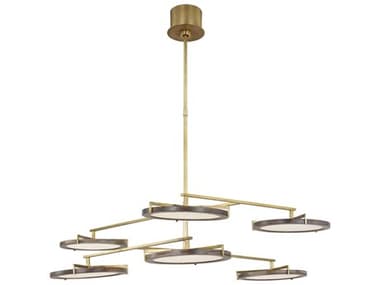 Visual Comfort Modern Shuffle 49" Wide 6-Light Natural Brass Round Chandelier VCMCDCH17327WONB