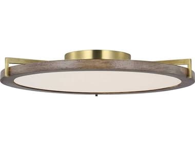 Visual Comfort Modern Shuffle 14" 1-Light Natural Brass Round Flush Mount VCMCDFM17527WONB