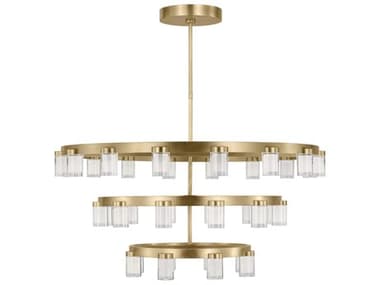 Visual Comfort Modern Esfera 44" Wide 36-Light Natural Brass Tiered Chandelier VCMKWCH19627NB