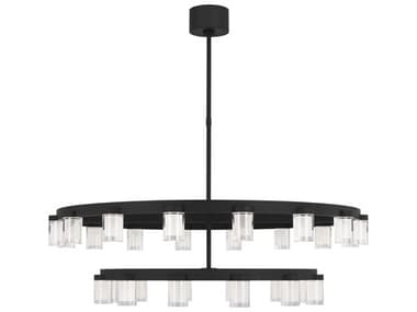 Visual Comfort Modern Esfera 44" Wide 28-Light Nightshade Black Tiered Chandelier VCMKWCH19727B