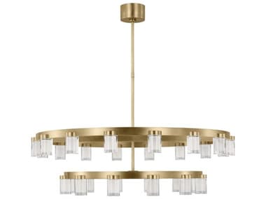 Visual Comfort Modern Esfera 44" Wide 28-Light Natural Brass Tiered Chandelier VCMKWCH19727NB