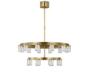 Visual Comfort Modern Esfera 32" Wide 20-Light Natural Brass Tiered Chandelier VCMKWCH19827NB