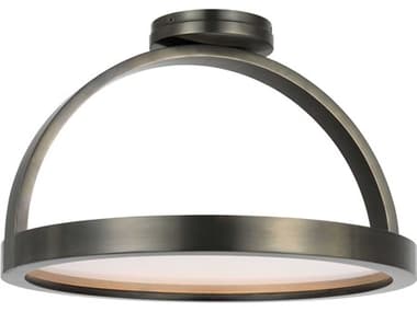 Visual Comfort Modern Cerne 1-Light Dark Bronze Round Semi Flush Mount VCMKWFM19127BZ