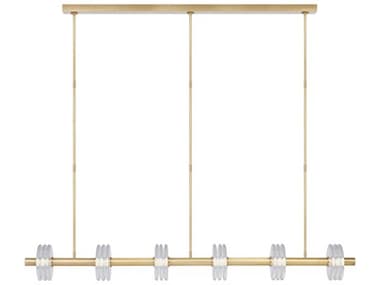 Visual Comfort Modern Laurel 6-Light Natural Brass Linear Island Pendant VCMKWLS30327CNB