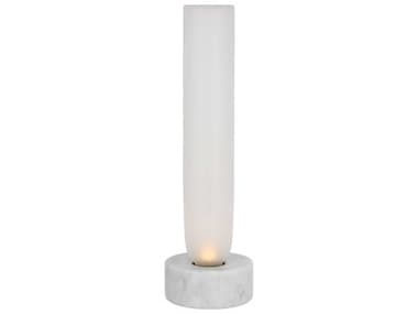 Visual Comfort Modern Volver White Marble Clear Etched Glass Table Lamp VCMKWTB50127CEW