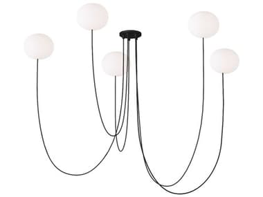 Visual Comfort Modern Helium 5-Light Matte Black Globe Chandelier VCMPBCH36027OPB