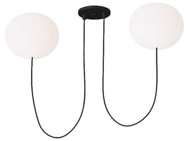 Visual Comfort Modern Helium 2-Light Matte Black Globe Chandelier VCMPBCH36227OPB