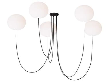 Visual Comfort Modern Helium 5-Light Matte Black Globe Chandelier VCMPBCH36827OPB