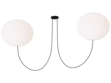 Visual Comfort Modern Helium 2-Light Matte Black Globe Chandelier VCMPBCH37027OPB